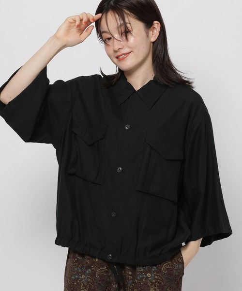 niko and...(ニコアンド)の「テロテロツイルワークシャツ(シャツ/ブラウス・レディース・ベージュ/ブラック・MEDIUM/LARGE)」の5枚目の写真