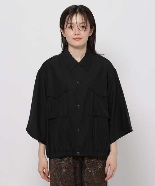 niko and...(ニコアンド)の「テロテロツイルワークシャツ(シャツ/ブラウス・レディース・ベージュ/ブラック・MEDIUM/LARGE)」の7枚目の写真