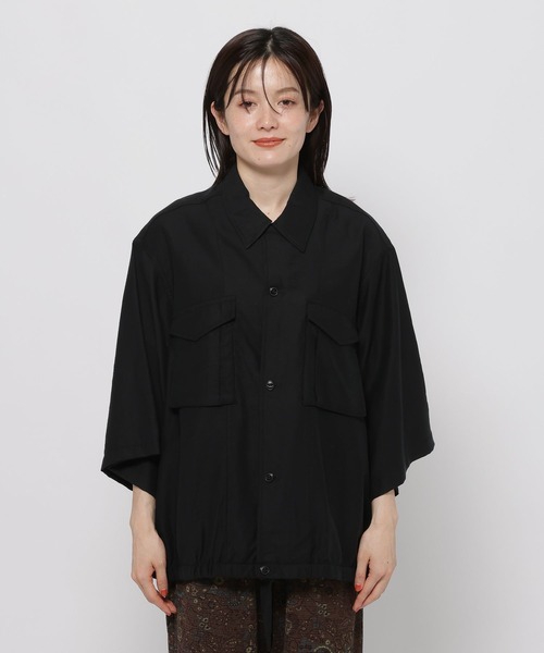 niko and...(ニコアンド)の「テロテロツイルワークシャツ(シャツ/ブラウス・レディース・ベージュ/ブラック・MEDIUM/LARGE)」の14枚目の写真