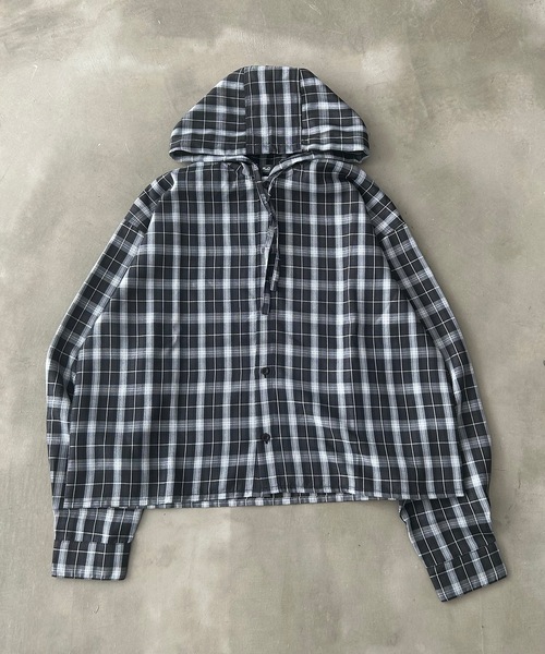 MandO（Auntie Rosa）（エムオー）の「オーバーチェックシャツフーディ（シャツ/ブラウス・メンズ・ブラック/ブルー・LARGE/MEDIUM）」の19枚目の写真