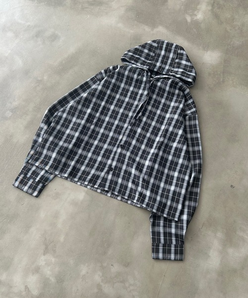 MandO（Auntie Rosa）（エムオー）の「オーバーチェックシャツフーディ（シャツ/ブラウス・メンズ・ブラック/ブルー・LARGE/MEDIUM）」の22枚目の写真