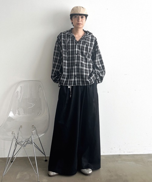 MandO（Auntie Rosa）（エムオー）の「オーバーチェックシャツフーディ（シャツ/ブラウス・メンズ・ブラック/ブルー・LARGE/MEDIUM）」の14枚目の写真