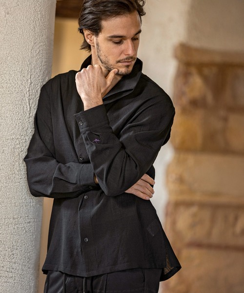 1PIU1UGUALE3 RELAX (ウノピゥウノウグァーレトレ リラックス)の「1PIU1UGUALE3 RELAX(ウノピゥウノウグァーレトレ リラックス)レイヤード ナチュラル スタンドカラーシャツ(シャツ/ブラウス・メンズ・ホワイト/ブラウン/ブラック・S/M/L/XL/XXL)」の12枚目の写真