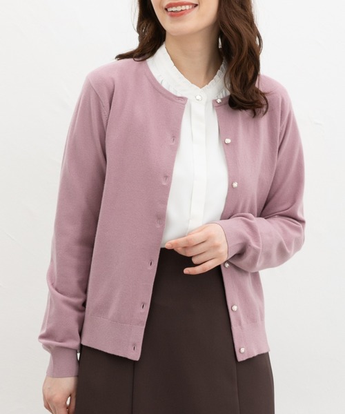 Honeys（ハニーズ）の「【しなやかニット・ヒアルロン酸加工】ヒアルロン酸クルーカーデ（カーディガン/ボレロ・レディース・ブラック×ベージュ/レッド/アイボリー/ピンク系その他/ブラック/杢グレー・L/LL/M）」の5枚目の写真