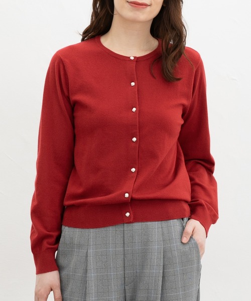 Honeys（ハニーズ）の「【しなやかニット・ヒアルロン酸加工】ヒアルロン酸クルーカーデ（カーディガン/ボレロ・レディース・ブラック×ベージュ/レッド/アイボリー/ピンク系その他/ブラック/杢グレー・L/LL/M）」の6枚目の写真