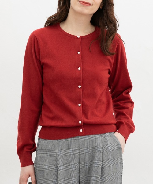 Honeys（ハニーズ）の「【しなやかニット・ヒアルロン酸加工】ヒアルロン酸クルーカーデ（カーディガン/ボレロ・レディース・ブラック×ベージュ/レッド/アイボリー/ピンク系その他/ブラック/杢グレー・L/LL/M）」の14枚目の写真