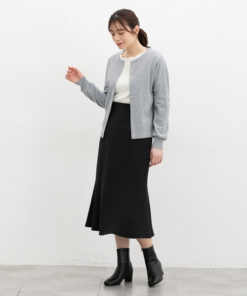 Honeys（ハニーズ）の「【しなやかニット・ヒアルロン酸加工】ヒアルロン酸クルーカーデ（カーディガン/ボレロ・レディース・ブラック×ベージュ/レッド/アイボリー/ピンク系その他/ブラック/杢グレー・L/LL/M）」の15枚目の写真