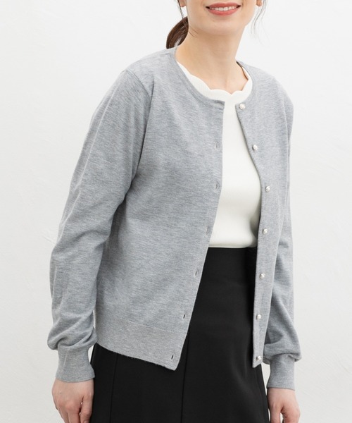 Honeys（ハニーズ）の「【しなやかニット・ヒアルロン酸加工】ヒアルロン酸クルーカーデ（カーディガン/ボレロ・レディース・ブラック×ベージュ/レッド/アイボリー/ピンク系その他/ブラック/杢グレー・L/LL/M）」の16枚目の写真