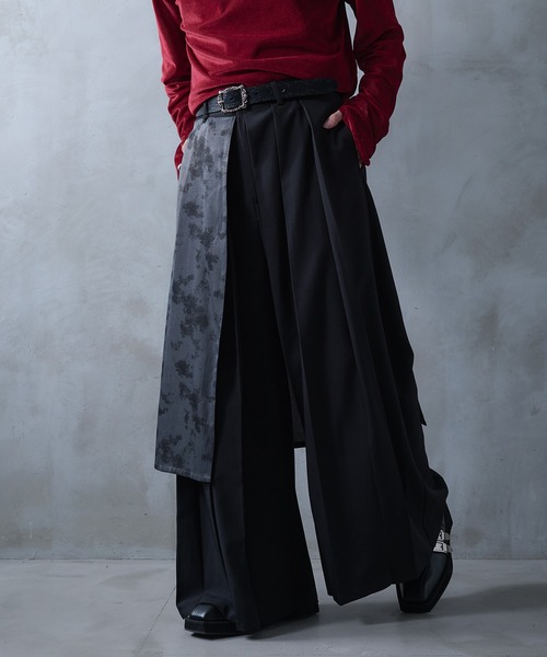 Ellno Loset（エルノロゼット）の「ニュアンス柄ラッププリーツハカマパンツ/SET UP対応（スラックス・メンズ・ブラック・X-SMALL/SMALL/MEDIUM/LARGE）」の12枚目の写真