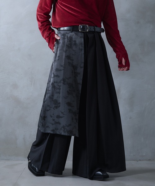 Ellno Loset（エルノロゼット）の「ニュアンス柄ラッププリーツハカマパンツ/SET UP対応（スラックス・メンズ・ブラック・X-SMALL/SMALL/MEDIUM/LARGE）」の14枚目の写真