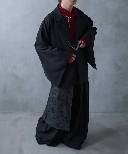 Ellno Loset（エルノロゼット）の「ニュアンス柄ラッププリーツハカマパンツ/SET UP対応（スラックス・メンズ・ブラック・X-SMALL/SMALL/MEDIUM/LARGE）」の19枚目の写真