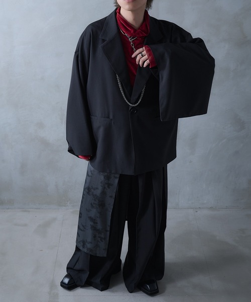 Ellno Loset（エルノロゼット）の「ニュアンス柄ラッププリーツハカマパンツ/SET UP対応（スラックス・メンズ・ブラック・X-SMALL/SMALL/MEDIUM/LARGE）」の20枚目の写真