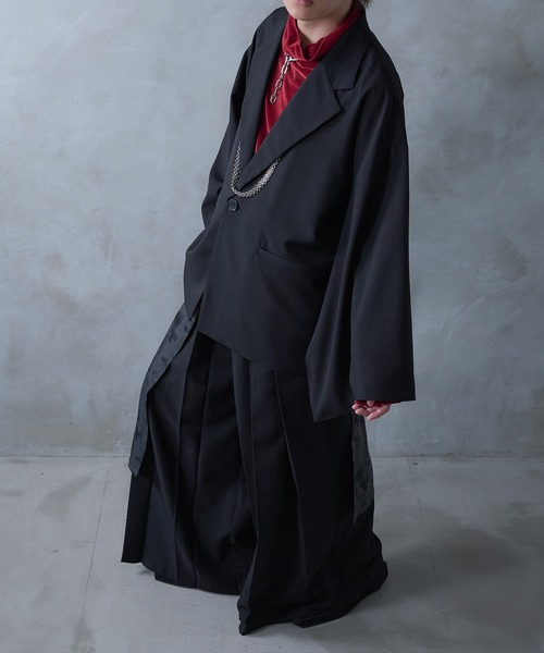 Ellno Loset（エルノロゼット）の「ニュアンス柄ラッププリーツハカマパンツ/SET UP対応（スラックス・メンズ・ブラック・X-SMALL/SMALL/MEDIUM/LARGE）」の15枚目の写真