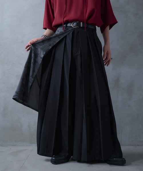 Ellno Loset（エルノロゼット）の「ニュアンス柄ラッププリーツハカマパンツ/SET UP対応（スラックス・メンズ・ブラック・X-SMALL/SMALL/MEDIUM/LARGE）」の21枚目の写真