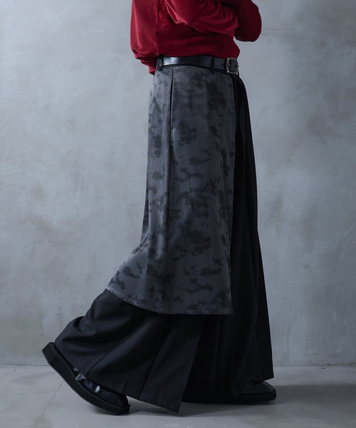 Ellno Loset（エルノロゼット）の「ニュアンス柄ラッププリーツハカマパンツ/SET UP対応（スラックス・メンズ・ブラック・X-SMALL/SMALL/MEDIUM/LARGE）」の11枚目の写真