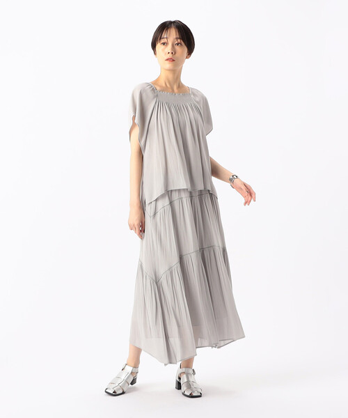K.T KIYOKO TAKASE（キヨコタカセ）の「【セットアップ対応】スプリットジョーゼット シャーリングブラウス（シャツ/ブラウス・レディース・ネイビー・7号）」の2枚目の写真
