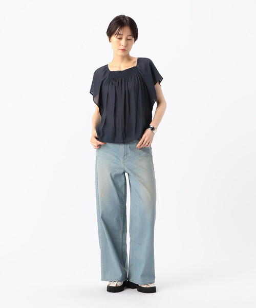 K.T KIYOKO TAKASE（キヨコタカセ）の「【セットアップ対応】スプリットジョーゼット シャーリングブラウス（シャツ/ブラウス・レディース・ネイビー・7号）」の7枚目の写真