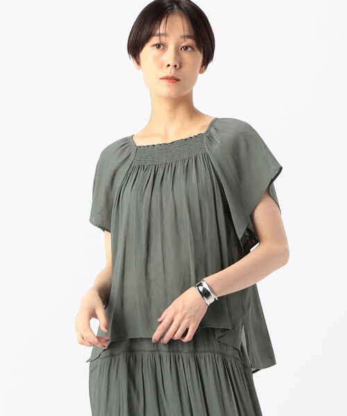 K.T KIYOKO TAKASE（キヨコタカセ）の「【セットアップ対応】スプリットジョーゼット シャーリングブラウス（シャツ/ブラウス・レディース・ネイビー・7号）」の12枚目の写真