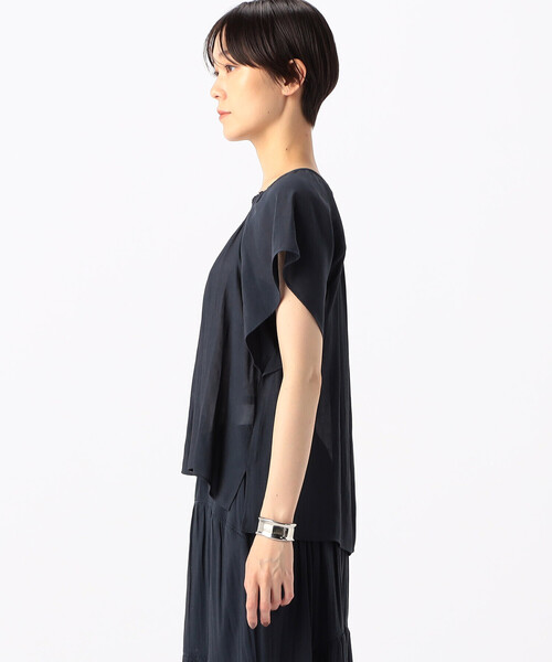 K.T KIYOKO TAKASE（キヨコタカセ）の「【セットアップ対応】スプリットジョーゼット シャーリングブラウス（シャツ/ブラウス・レディース・ネイビー・7号）」の14枚目の写真