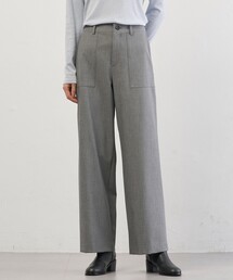 シャンブレー2wayストレッチ ワイド ストレート パンツ