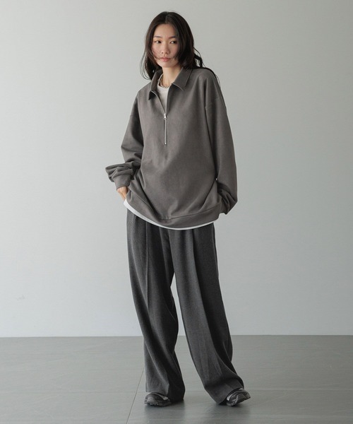 LOWRYS FARM（ローリーズファーム）の「【LFM(U)】スウェードライクＨＺＩＰポロ　 593465（Tシャツ/カットソー・メンズ・ブラウン/グレー/チャコールグレー・MEDIUM/LARGE）」の11枚目の写真