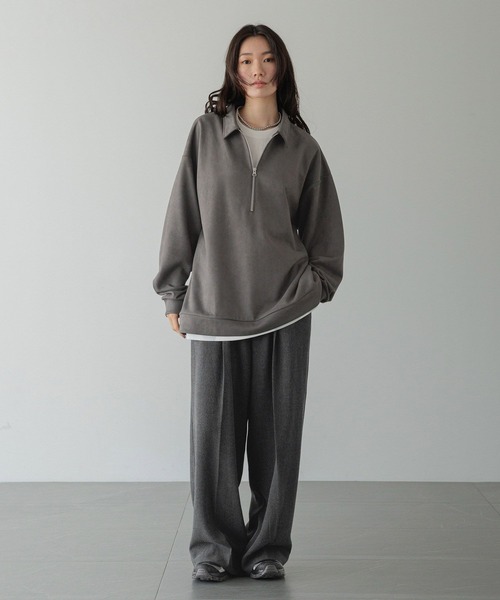 LOWRYS FARM（ローリーズファーム）の「【LFM(U)】スウェードライクＨＺＩＰポロ　 593465（Tシャツ/カットソー・メンズ・ブラウン/グレー/チャコールグレー・MEDIUM/LARGE）」の12枚目の写真