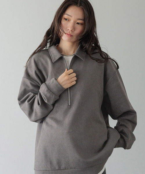 LOWRYS FARM（ローリーズファーム）の「【LFM(U)】スウェードライクＨＺＩＰポロ　 593465（Tシャツ/カットソー・メンズ・ブラウン/グレー/チャコールグレー・MEDIUM/LARGE）」の14枚目の写真