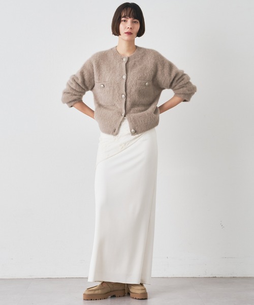 Whim Gazette（ウィムガゼット）の「ファーボタンジャケット（カーディガン/ボレロ・レディース・ブラウン/グレー/ベージュ/ブラック/ネイビー・FREE）」の8枚目の写真