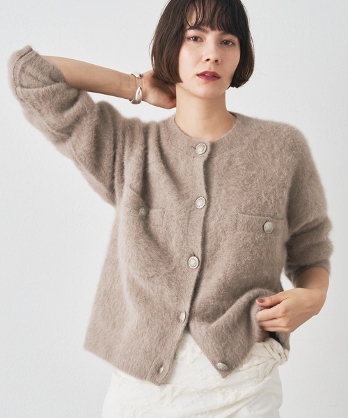 Whim Gazette（ウィムガゼット）の「ファーボタンジャケット（カーディガン/ボレロ・レディース・ブラウン/グレー/ベージュ/ブラック/ネイビー・FREE）」の7枚目の写真