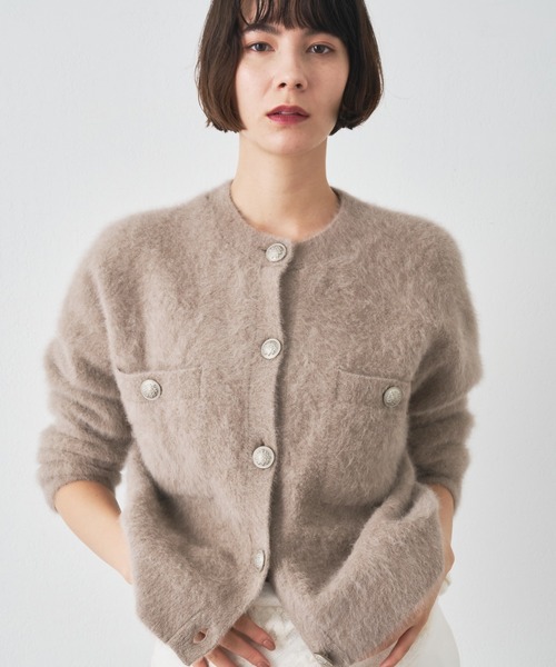 Whim Gazette（ウィムガゼット）の「ファーボタンジャケット（カーディガン/ボレロ・レディース・ブラウン/グレー/ベージュ/ブラック/ネイビー・FREE）」の13枚目の写真
