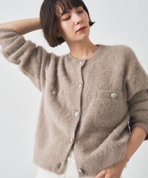 Whim Gazette（ウィムガゼット）の「ファーボタンジャケット（カーディガン/ボレロ・レディース・ブラウン/グレー/ベージュ/ブラック/ネイビー・FREE）」の16枚目の写真