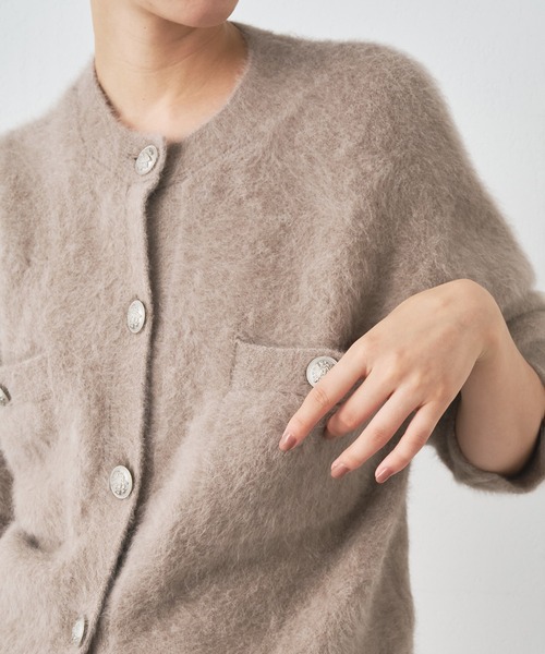 Whim Gazette（ウィムガゼット）の「ファーボタンジャケット（カーディガン/ボレロ・レディース・ブラウン/グレー/ベージュ/ブラック/ネイビー・FREE）」の17枚目の写真