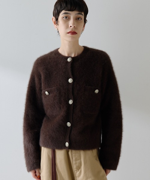 Whim Gazette（ウィムガゼット）の「ファーボタンジャケット（カーディガン/ボレロ・レディース・ブラウン/グレー/ベージュ/ブラック/ネイビー・FREE）」の18枚目の写真