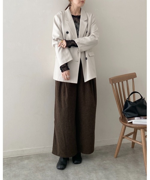 She's Closet(シーズクローゼット)の「長袖クルーネック透かし編みストレッチレースシアートップス(Tシャツ/カットソー・レディース・ホワイト/ブラック/ブラウン系その他/スモークピンク/ブラウン/ブルーグレー・FREE)」の18枚目の写真