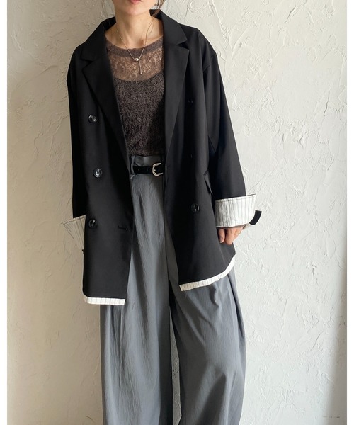 She's Closet(シーズクローゼット)の「長袖クルーネック透かし編みストレッチレースシアートップス(Tシャツ/カットソー・レディース・ホワイト/ブラック/ブラウン系その他/スモークピンク/ブラウン/ブルーグレー・FREE)」の11枚目の写真