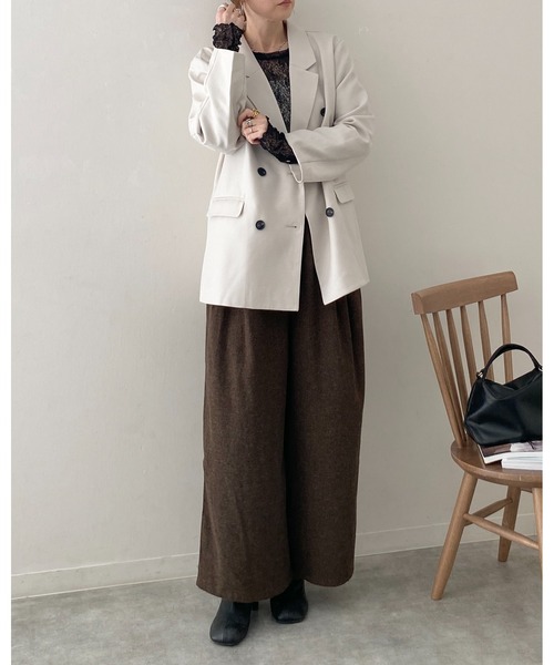 She's Closet(シーズクローゼット)の「長袖クルーネック透かし編みストレッチレースシアートップス(Tシャツ/カットソー・レディース・ホワイト/ブラック/ブラウン系その他/スモークピンク/ブラウン/ブルーグレー・FREE)」の8枚目の写真