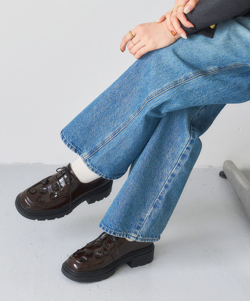 Youn-a×LE TALONアツゾコフラワーレースアップ（ローファー）｜LE