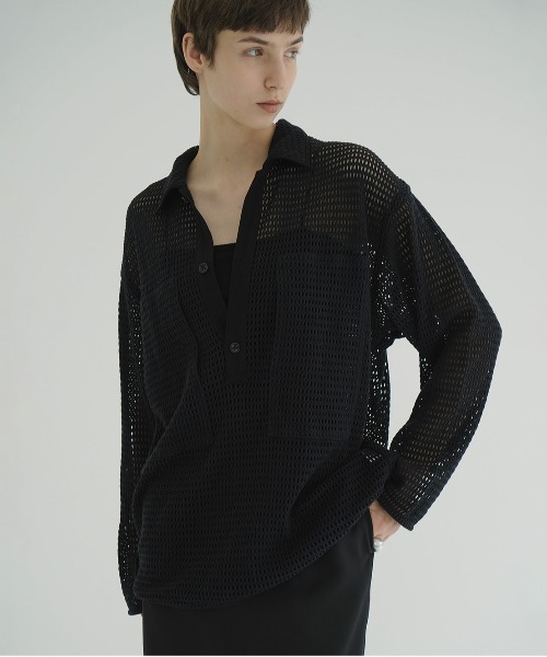 CLANE(クラネ)の「MESH POCKET OVER SHIRTS(シャツ/ブラウス・レディース・ミント/ブラック/アイボリー・1/2)」の2枚目の写真