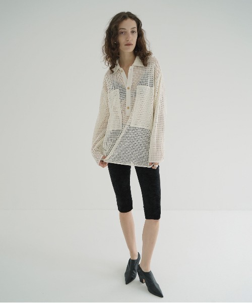 CLANE(クラネ)の「MESH POCKET OVER SHIRTS(シャツ/ブラウス・レディース・ミント/ブラック/アイボリー・1/2)」の12枚目の写真