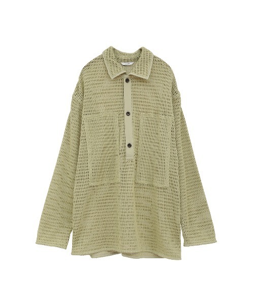 CLANE(クラネ)の「MESH POCKET OVER SHIRTS(シャツ/ブラウス・レディース・ミント/ブラック/アイボリー・1/2)」の4枚目の写真