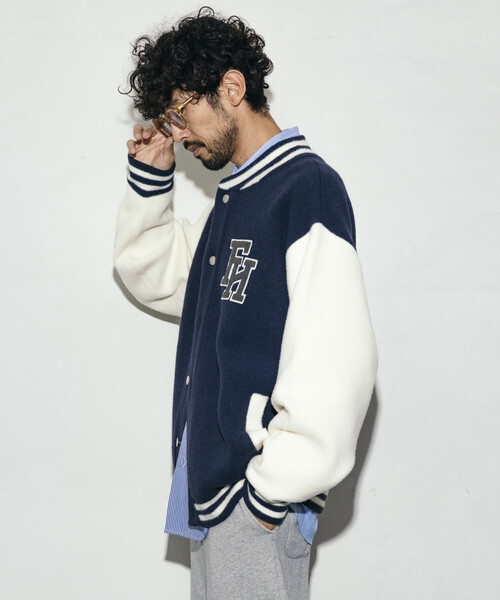 Firsthand（ファーストハンド）の「Firsthand/ファーストハンド リラックスフィット ロゴ ニットスタジャン（スタジャン・メンズ・ブラック/ネイビー/ブラウン・L/M）」の6枚目の写真