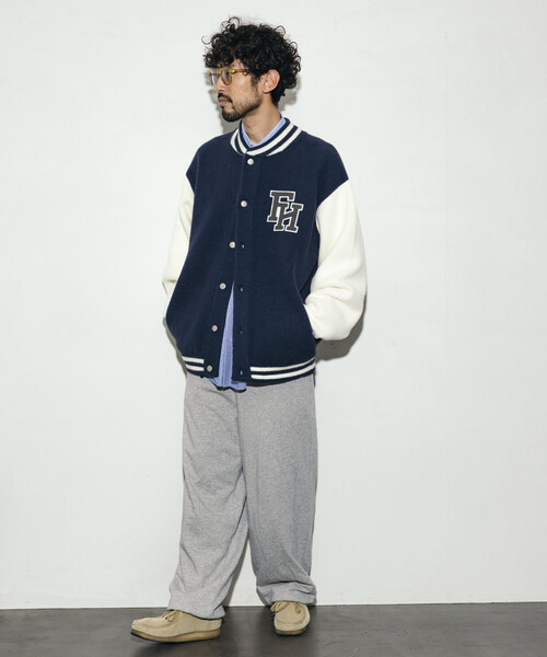 Firsthand（ファーストハンド）の「Firsthand/ファーストハンド リラックスフィット ロゴ ニットスタジャン（スタジャン・メンズ・ブラック/ネイビー/ブラウン・L/M）」の12枚目の写真