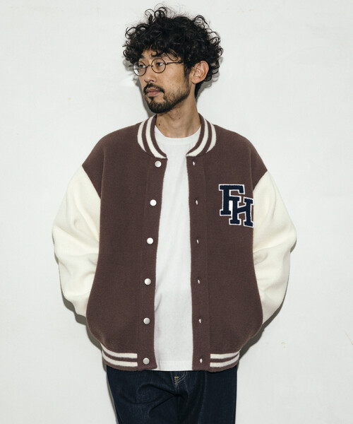 Firsthand（ファーストハンド）の「Firsthand/ファーストハンド リラックスフィット ロゴ ニットスタジャン（スタジャン・メンズ・ブラック/ネイビー/ブラウン・L/M）」の15枚目の写真