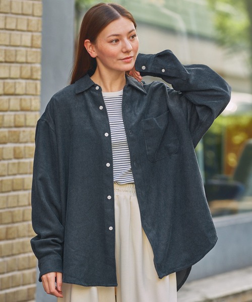 ファンクショナルコーデュロイ オーバーサイズ レギュラーカラー長袖