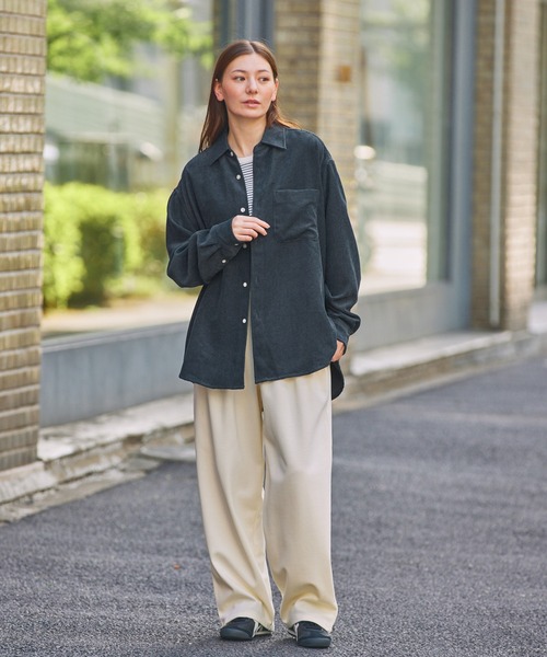 ファンクショナルコーデュロイ オーバーサイズ レギュラーカラー長袖