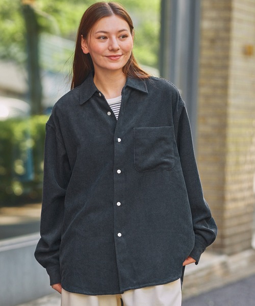 ファンクショナルコーデュロイ オーバーサイズ レギュラーカラー長袖