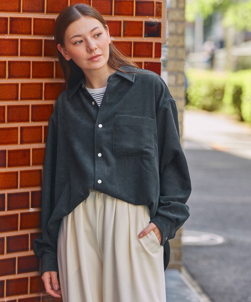 THE CRAFT CREW PRODUCTS（ザクラフトクループロダクツ）の「ファンクショナルコーデュロイ オーバーサイズ レギュラーカラー長袖シャツ / イージーケア・吸水速乾・UVカット【THE CRAFT CREW PRODUCTS】（シャツ/ブラウス・メンズ・ネイビー/チャコール/ブラウン/グレイッシュベージュ・S/L/M）」の18枚目の写真