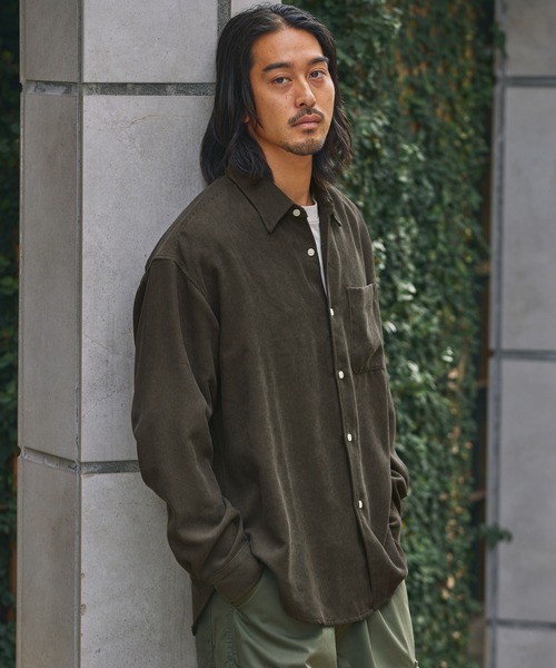 ファンクショナルコーデュロイ オーバーサイズ レギュラーカラー長袖