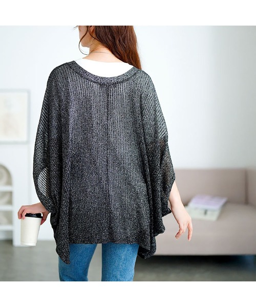 GOLDJAPAN（ゴールドジャパン）の「ラメシアーニットドルマンカーディガン【大きいサイズ対応】（カーディガン/ボレロ・レディース・ブラック/グレー・LL～3L/4L～5L）」の15枚目の写真