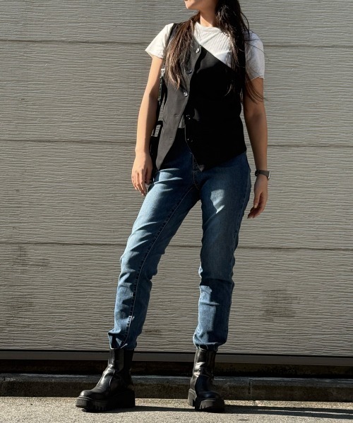 slattgir（スラットジール）の「【選べる2レングス】高身長　リニューアル版すごのびストレッチデニムスリムストレートパンツ　丈長め・トールサイズ（デニムパンツ・レディース・ブルー/ブラック/ネイビー・TM1/TL1/TLL1/T3L1/T4L1/T5L1/TM2/TL2/TLL2/T3L2/T4L2/T5L2）」の6枚目の写真